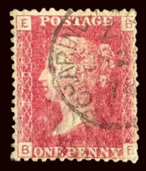 QV sg43 1d red (B-E) plate 210 with fine 1878 Charing Cross cds