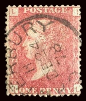 QV sg43 1d red (I-L) plate 208 with fine 1878 Canterbury cds