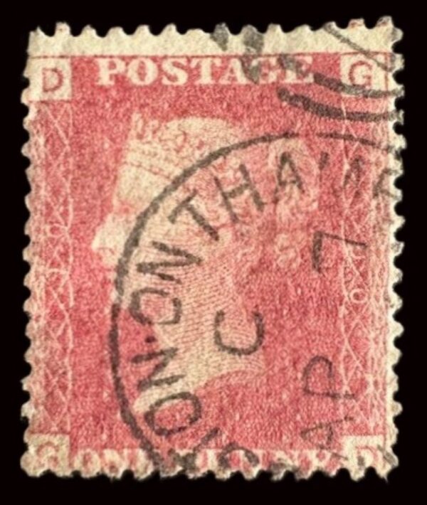 QV sg43 1d red (G-D) plate 90 with Kingston on Thames cds