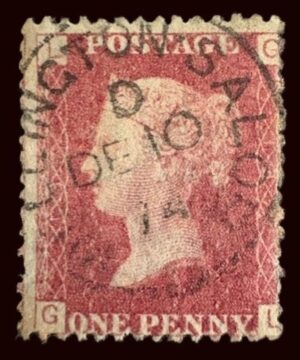 QV sg43 1d red (G-L) plate 137 with 1874 Wellington Salop cds