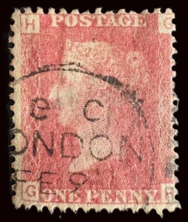 QV sg43 1d red (G-H) plate 167 with London cds