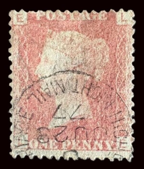 QV sg43 1d red (L-E) plate 179 with 1877 Highland Night Mail cds