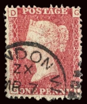 QV sg43 1d red (G-D) plate 185 with London cds