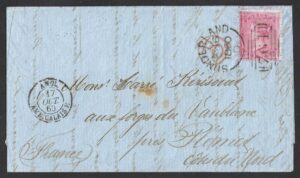 QV sg66 4d rose-carmine on 1860 letter-sheet from Sunderland to France