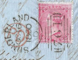 QV sg66 4d rose-carmine on 1860 letter-sheet from Sunderland to France