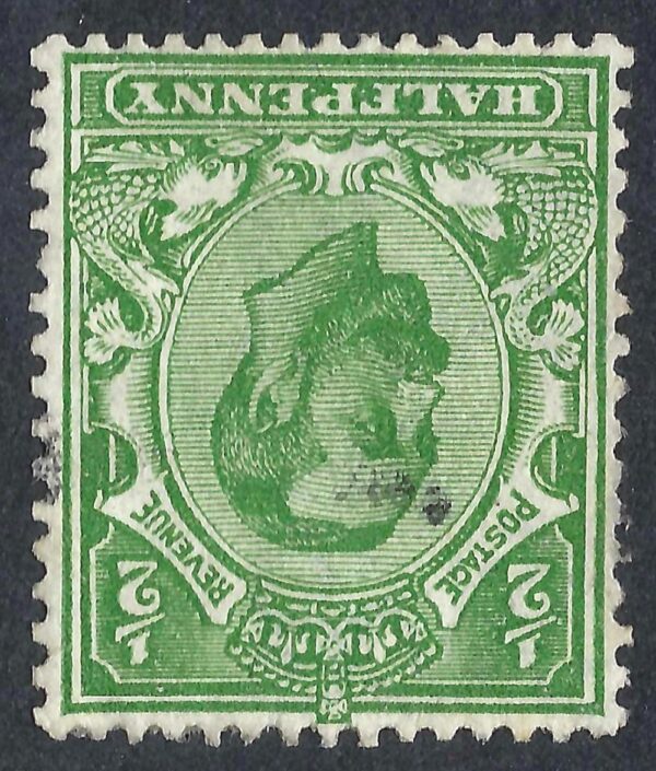 KGV sg335wi ½d green (Die B) wmk inverted – fine used