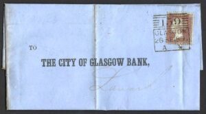QV sg24 C3 1d red (T-G) with Madeline Smith cancellation on 26th Sep 1856 cover