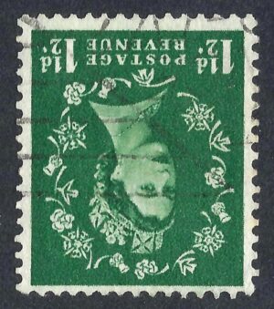 QEII sg589wi 1½d green (wmk inverted) – fine used