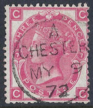 QV sg103 3d rose (C-C) plate 7 with fine 1872 Chester cds