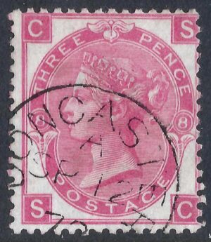 QV sg103 3d rose (S-C) plate 8 with fine 1872 Doncaster cds