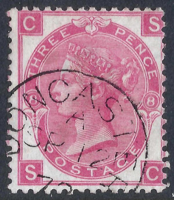 QV sg103 3d rose (S-C) plate 8 with fine 1872 Doncaster cds