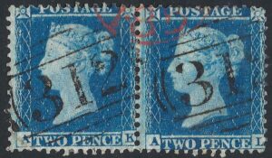 QV sg34 2d blue pair (AK-AL) plate 5