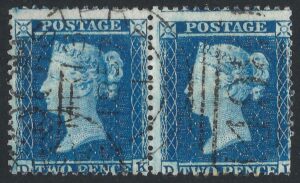 QV sg34 2d blue pair (DK-DL) plate 5 – good used