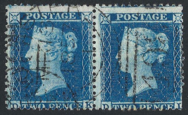 QV sg34 2d blue pair (DK-DL) plate 5 – good used
