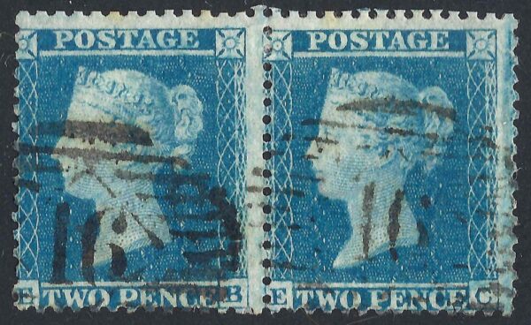 QV sg34 2d blue pair (EB-EC) plate 5 – good used