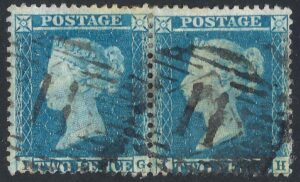 QV sg34 2d blue pair (IG-IH) plate 5 – good used