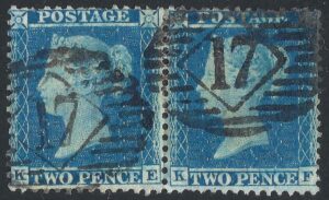 QV sg34 2d blue pair (KE-KF) plate 5 – good used