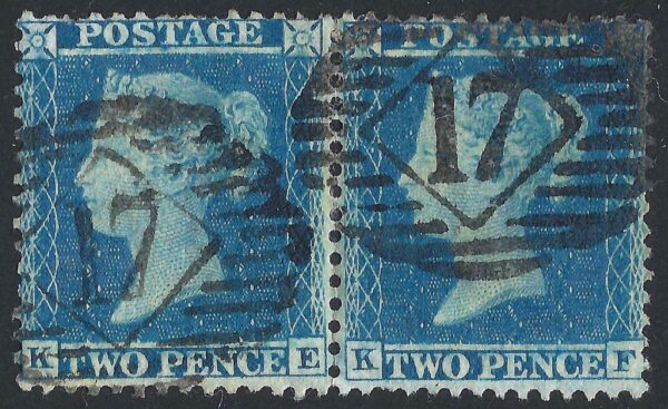 QV sg34 2d blue pair (KE-KF) plate 5 – good used