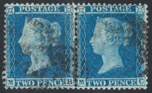 QV sg34 2d blue pair (MB-MC) plate 5 – good used