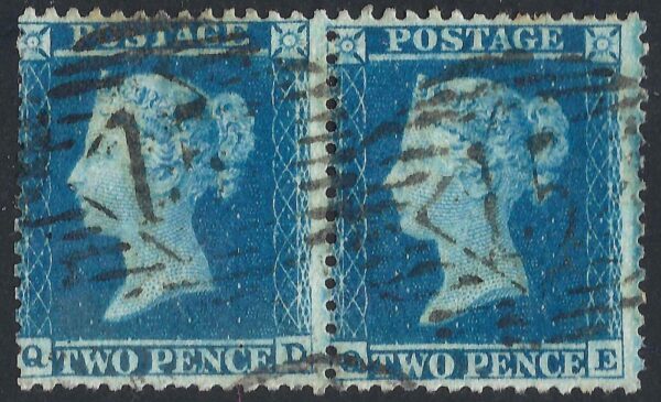QV sg34 2d blue pair (QD-QE) plate 5 – good used