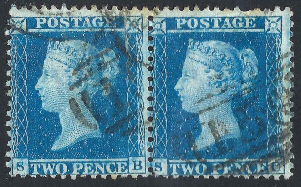 QV sg34 2d blue pair (SB-SC) plate 5 – good used