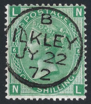 QV sg115 1s deep green (N-L) Plate 6 with fine 1872 Ilkley cds