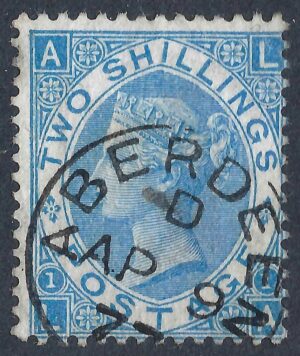 QV sg118 2s dull blue (L-A) plate 1 with fine 1872 Aberdeen cds