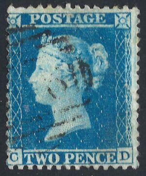 QV sg34 2d blue (C-D) plate 5 – good used