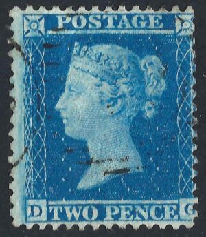 QV sg34 2d blue (D-G) plate 5 – good used