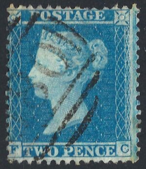 QV sg34 2d blue (F-C) plate 5 – good used