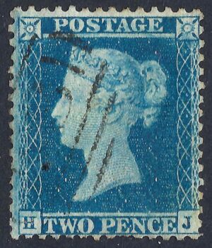 QV sg34 2d blue (H-J) plate 5 – good used