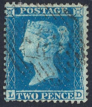 QV sg34 2d blue (L-D) plate 5 – good used