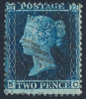 QV sg34 2d blue (S-C) plate 5 – good used