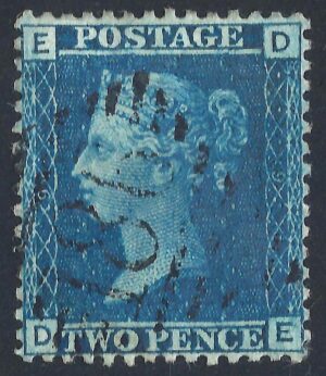 QV sg45 2d blue (D-E) plate 9 – fine used