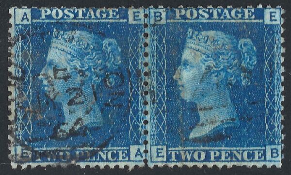 QV sg45 2d blue pair (EA-EB) plate 9 – good used