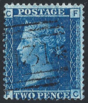 QV sg45 2d blue (F-C) plate 9 – fine used