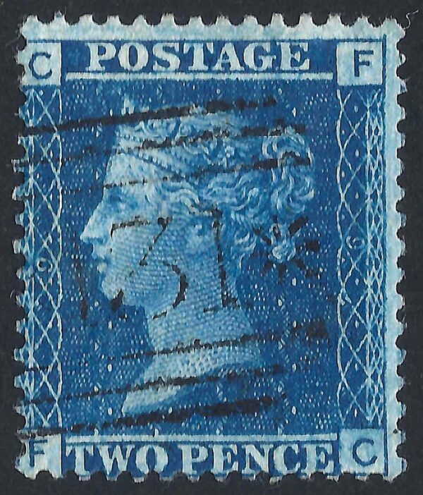 QV sg45 2d blue (F-C) plate 9 – fine used
