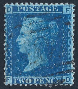 QV sg45 2d blue (F-D) plate 9 – good used