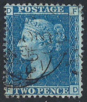 QV sg45 2d blue (F-D) plate 9 – fine used