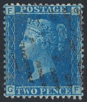 QV sg45 2d blue (G-F) plate 9 – fine used