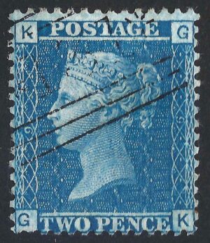 QV sg45 2d blue (G-K) plate 9 – fine used