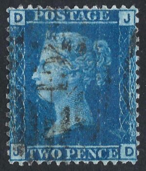 QV sg45 2d blue (J-D) plate 9 – good used