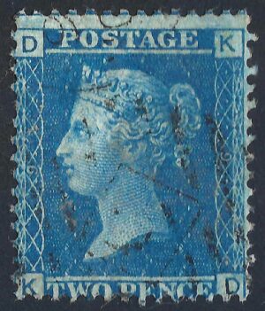 QV sg45 2d blue (K-D) plate 9 – fine used