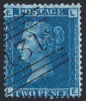 QV sg45 2d blue (L-E) plate 9 – good used