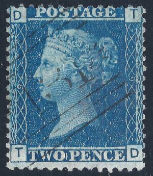 QV sg45 2d blue (T-D) plate 9 - good used