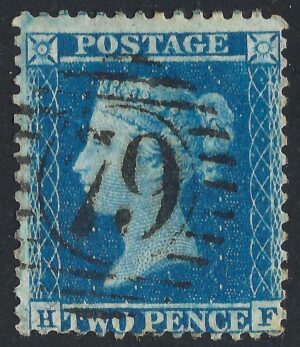 QV sg34 2d blue (H-F) plate 5 - good used