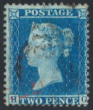 QV sg35 2d blue (H-G) plate 6 – good used