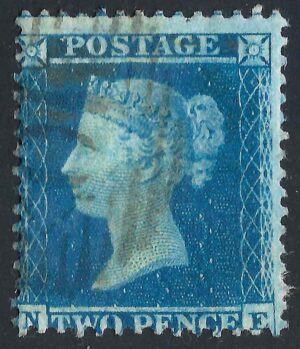 QV sg34 2d blue (N-E) plate 5 – good used