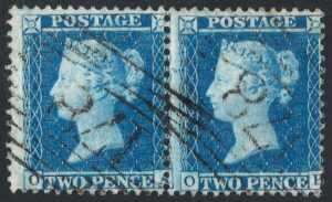 QV sg34 2d blue pair (OA-OB) plate 5 – good used
