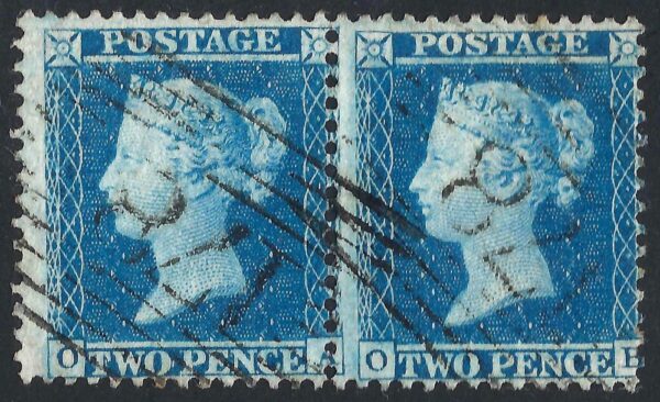 QV sg34 2d blue pair (OA-OB) plate 5 – good used